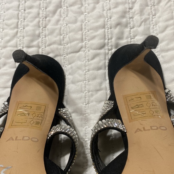 Aldo Noawia Black Suede Rhinestone Heels - Picture 6 of 7